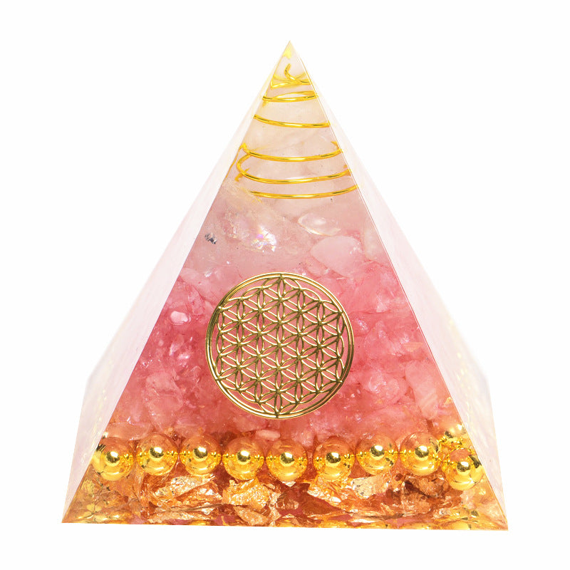 Tiger Eye Orgonite Pyramid with Amethyst
