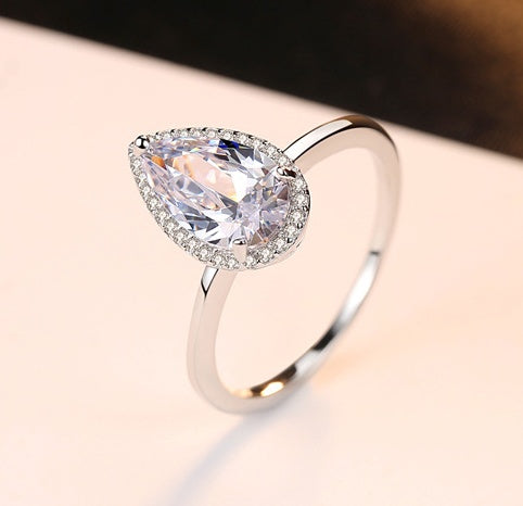 Luxury Sterling Silver CZ Crystal Ring