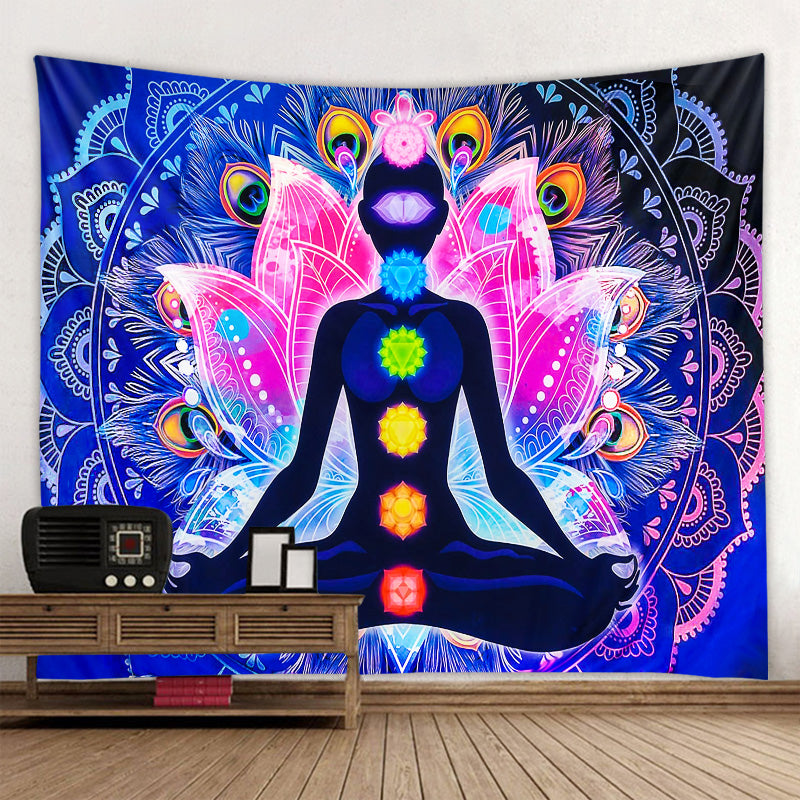 Boho Yoga Meditation Colorful Chakra Decorative Tapestry Wall Hanging