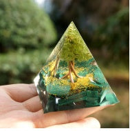 Tiger Eye Orgonite Pyramid with Amethyst