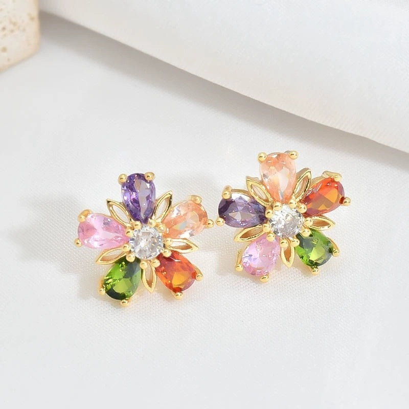 Flower Necklace & Stud Earrings Set