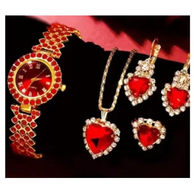 Women’s Colorful Crystal Quartz Watch Jewelry Suit