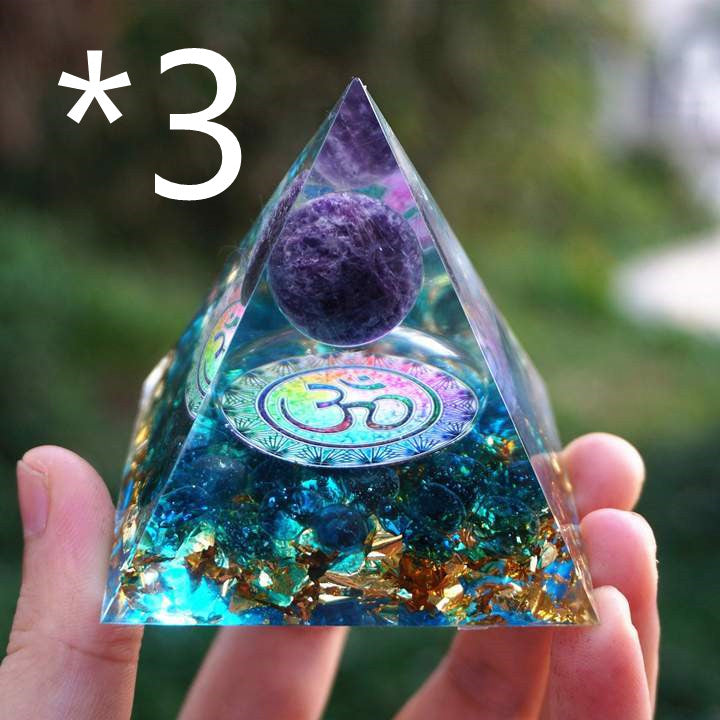 Tiger Eye Orgonite Pyramid with Amethyst