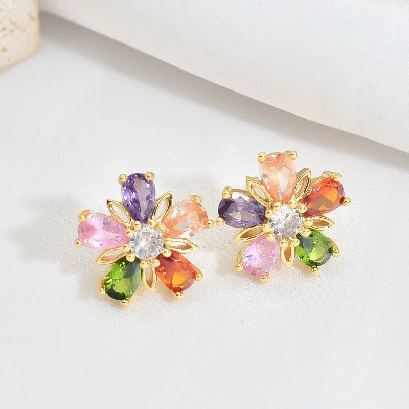 Flower Necklace & Stud Earrings Set