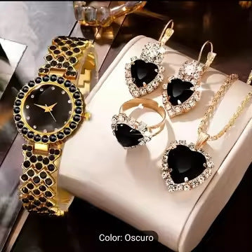Women’s Colorful Crystal Quartz Watch Jewelry Suit