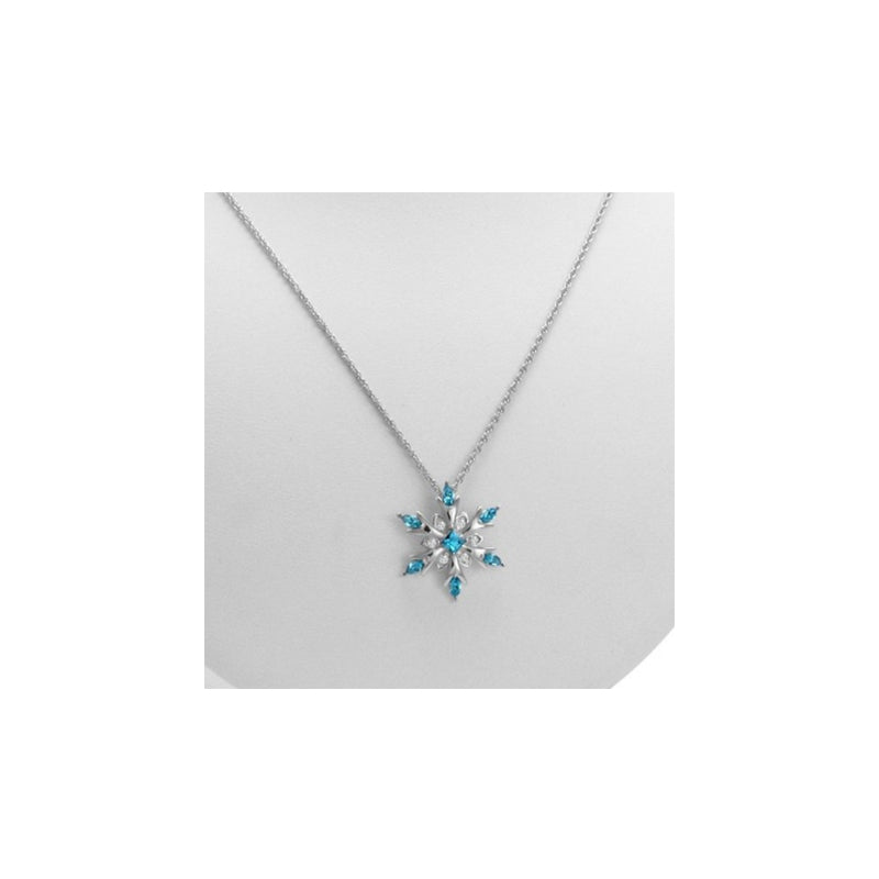 Silver Snowflake Pendant Necklace with Austrian Crystals