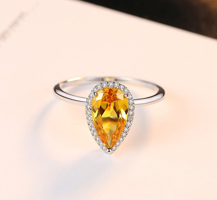 Luxury Sterling Silver CZ Crystal Ring