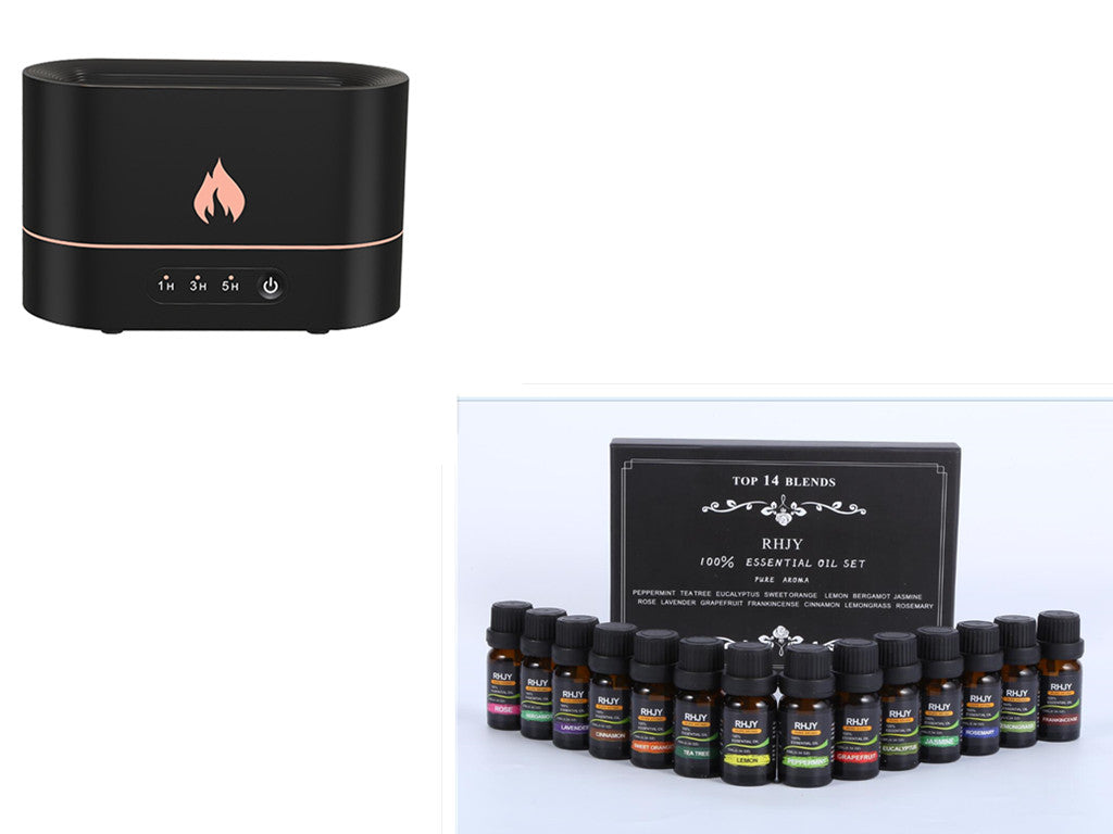 Flame Aromatherapy Humidifier with LED Atmosphere Light