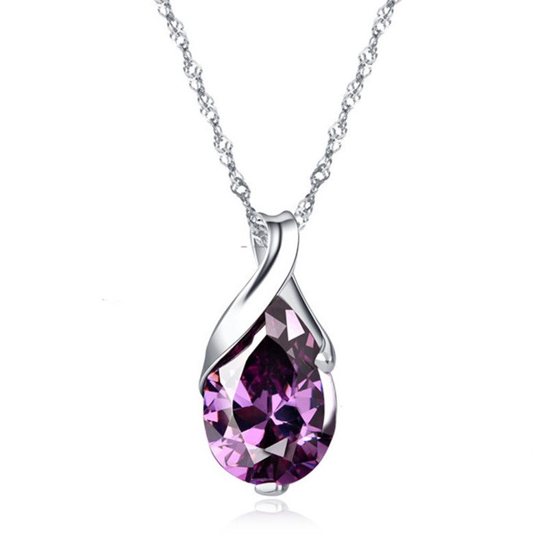 shiny silver necklace with Austrian crystals elegant jewelry