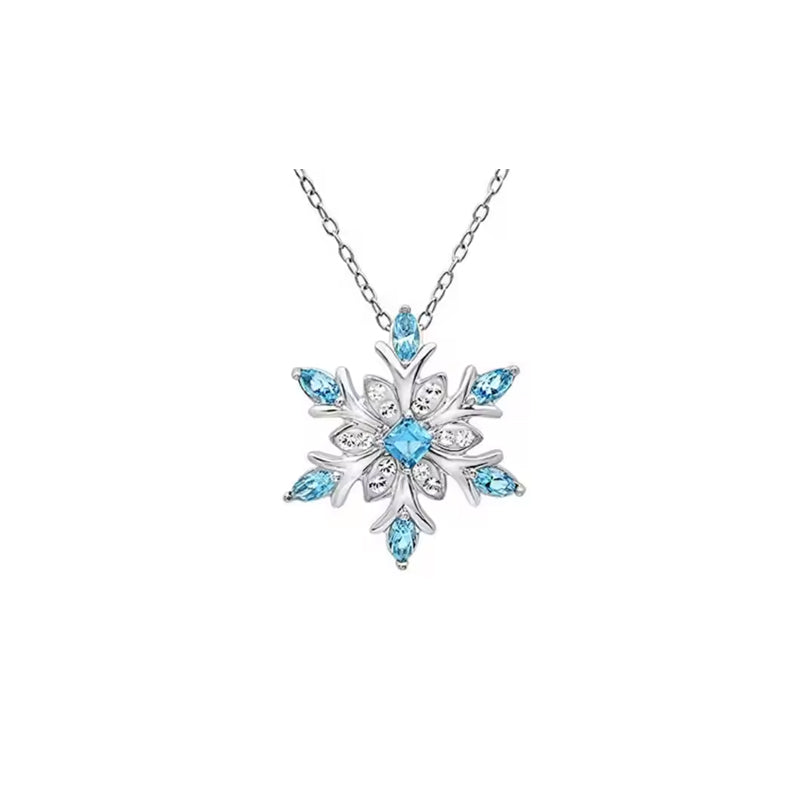 Silver snowflake pendant necklace with Austrian crystals
