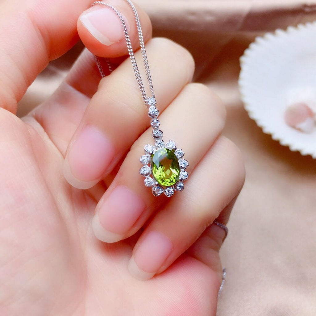 Luxury Olivine Crystal Jewelry Set