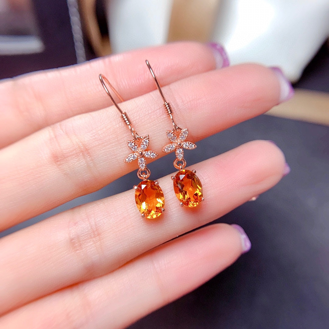 women natural gemstone earrings citrine crystal style