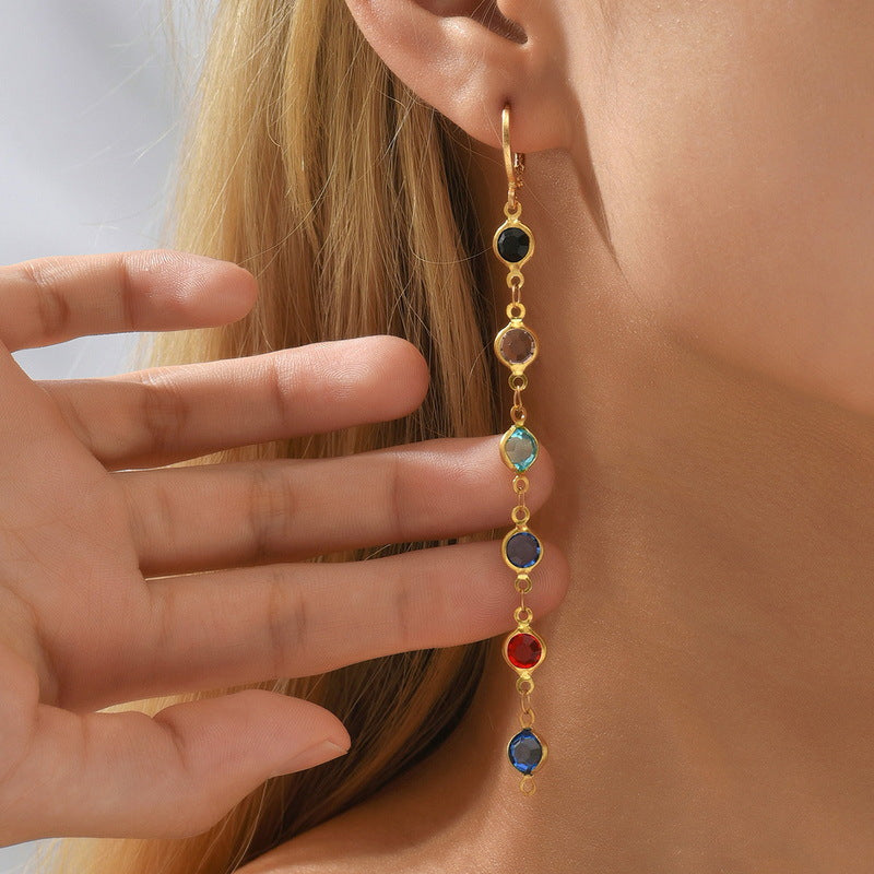 colorful bead crystal statement earrings round design