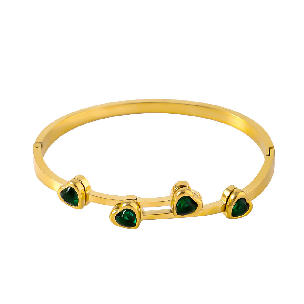 trendy colorful crystal bracelet with love design for women