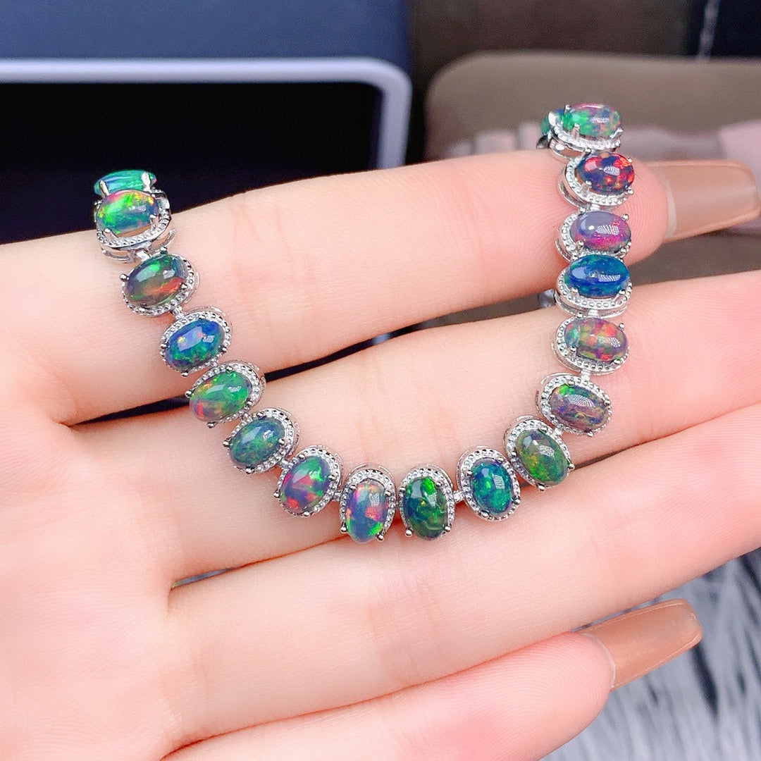 elegant women black opal crystal bracelet natural stones