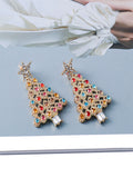 women christmas earrings colorful crystal design