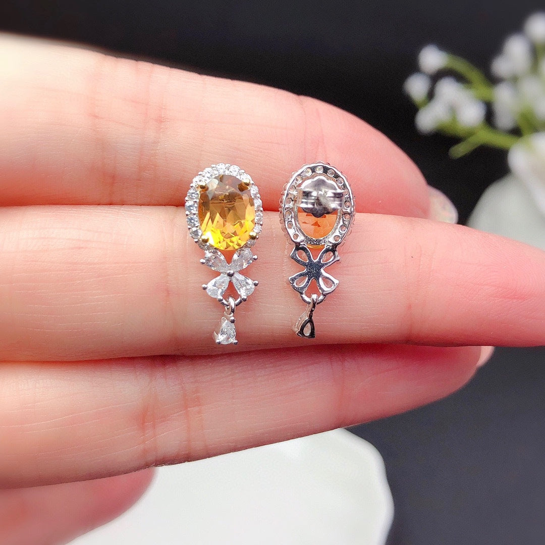sparkling citrine crystal earrings for women stud style