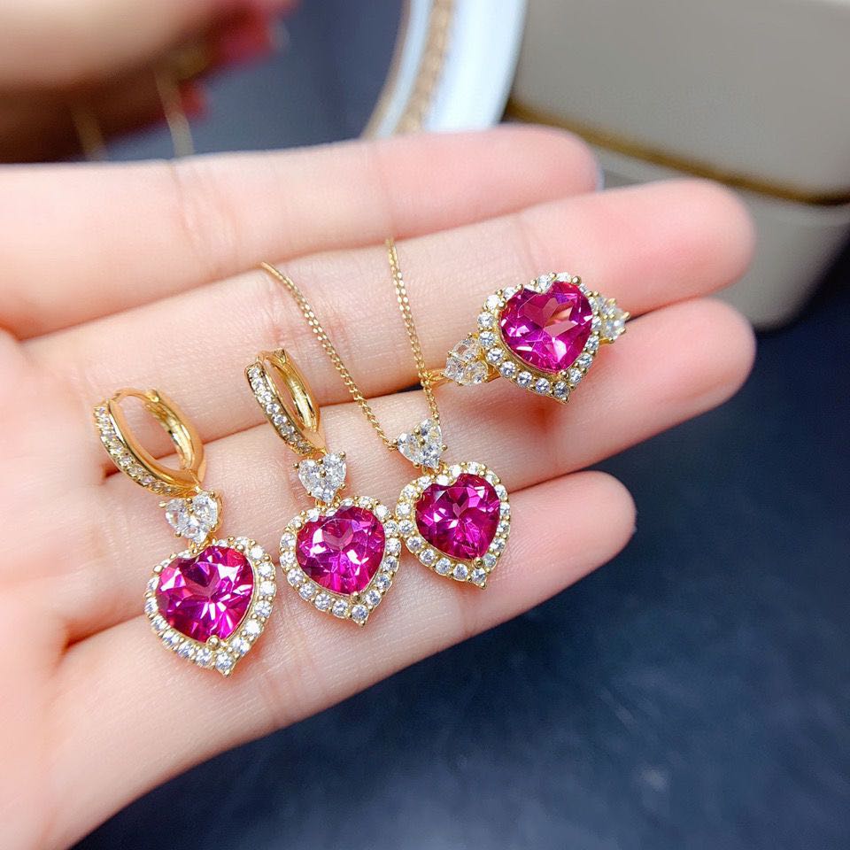 Natural powder topaz crystal jewelry set for women