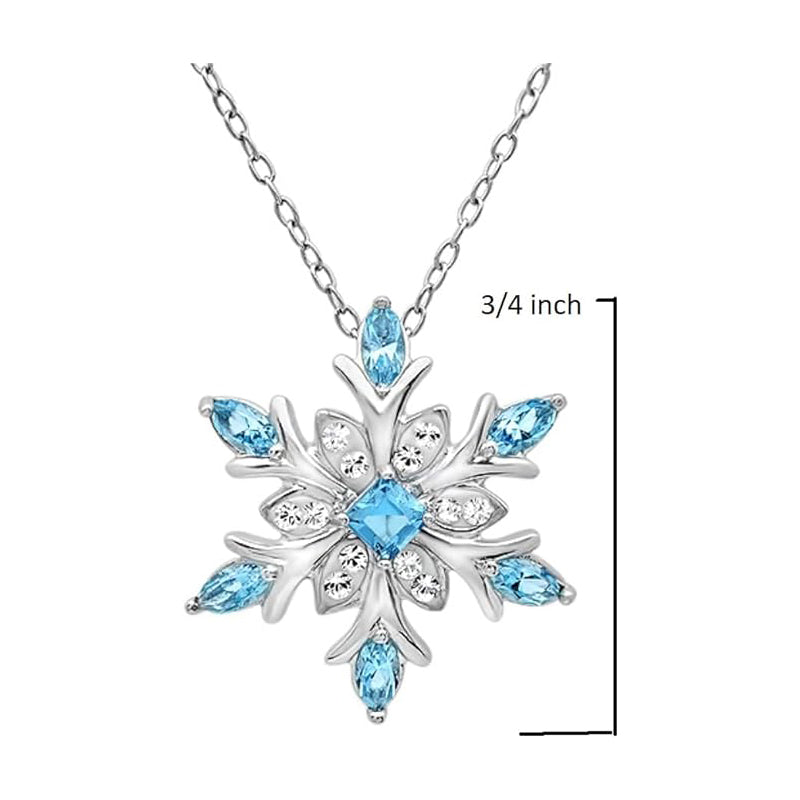 Elegant women snowflake crystal necklace close-up