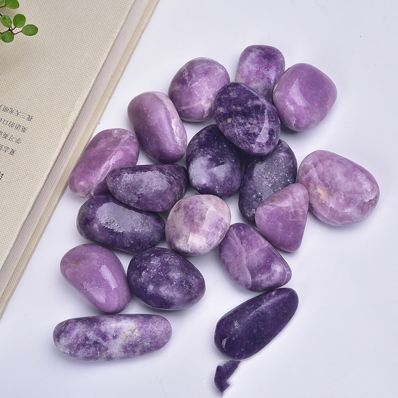 raw lepidolite polished crystal purple healing stone