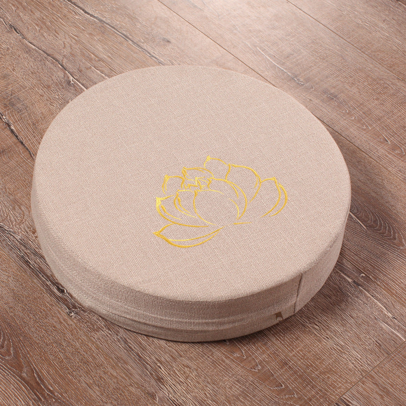 lotus design yoga floor cushion linen fabric