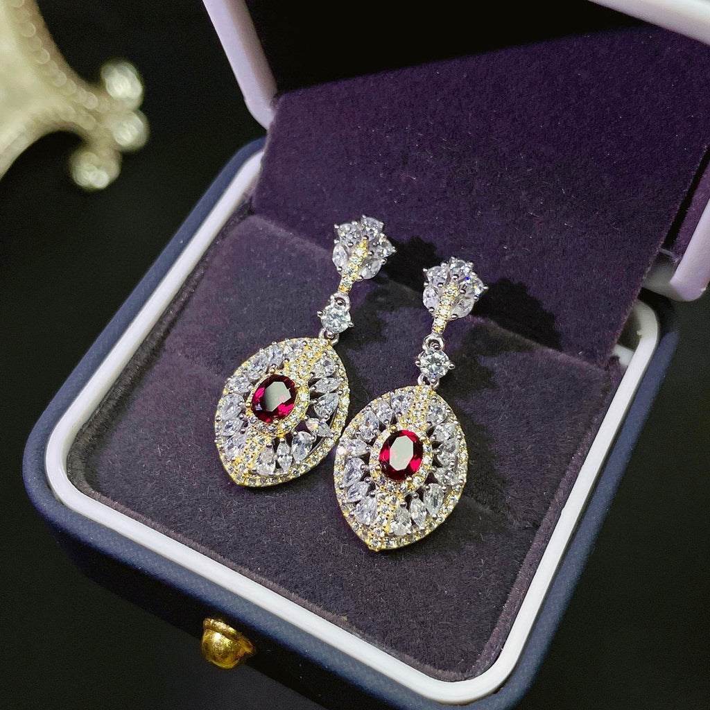 natural gemstone garnet earrings luxury jewelry for women