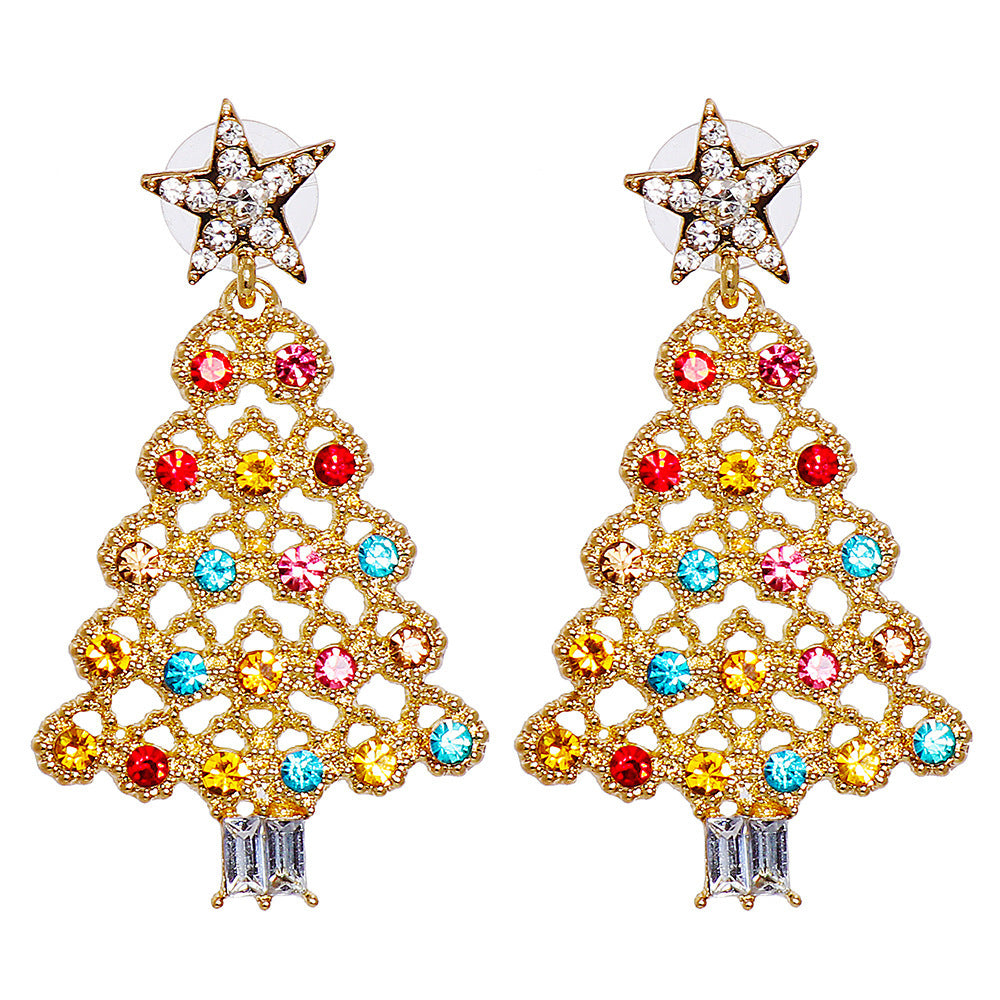 cute christmas earrings for girls colorful crystals