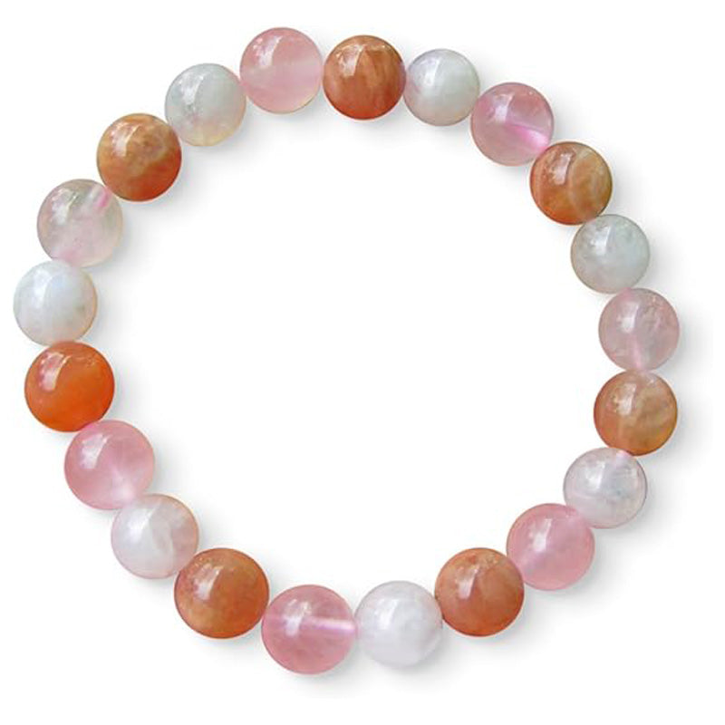 natural gemstone bracelet with double happiness pendant