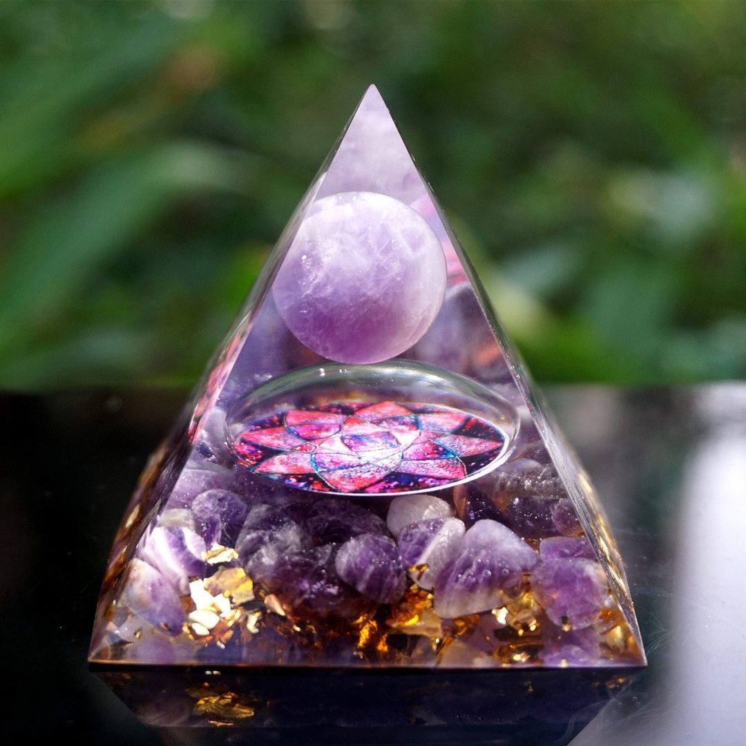healing crystal pyramid centerpiece for home decor