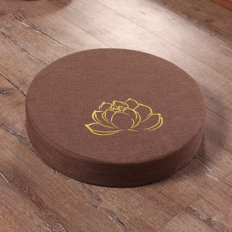 embroidered linen lotus meditation futon cushion
