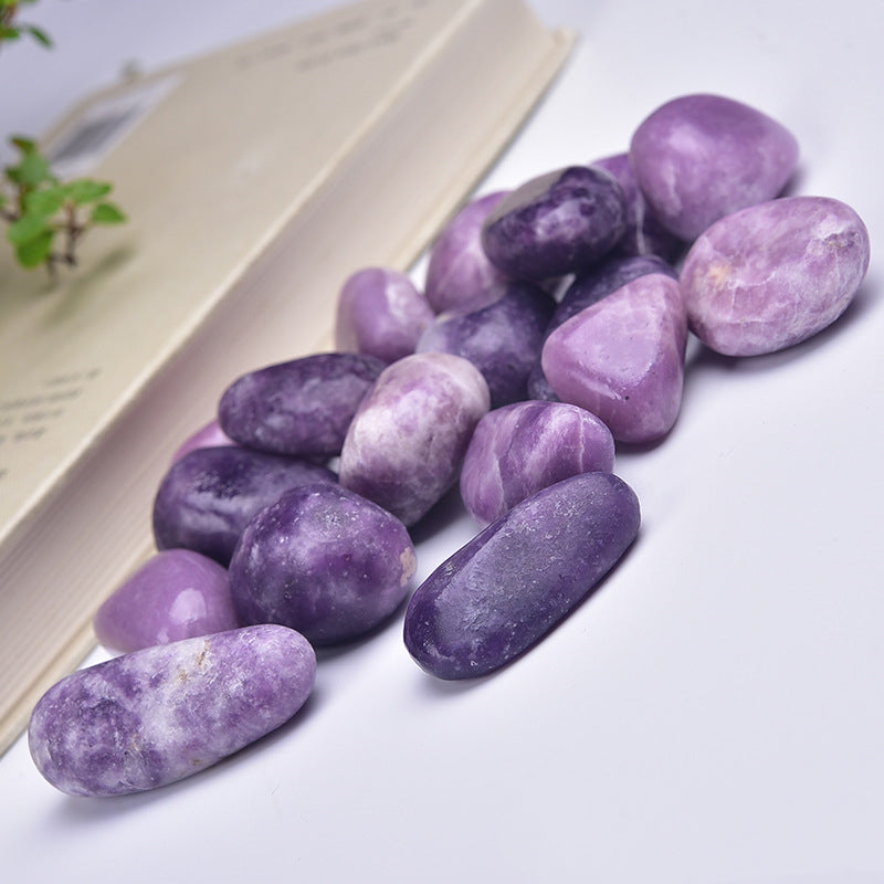 natural lepidolite tumbled crystal polished healing stone