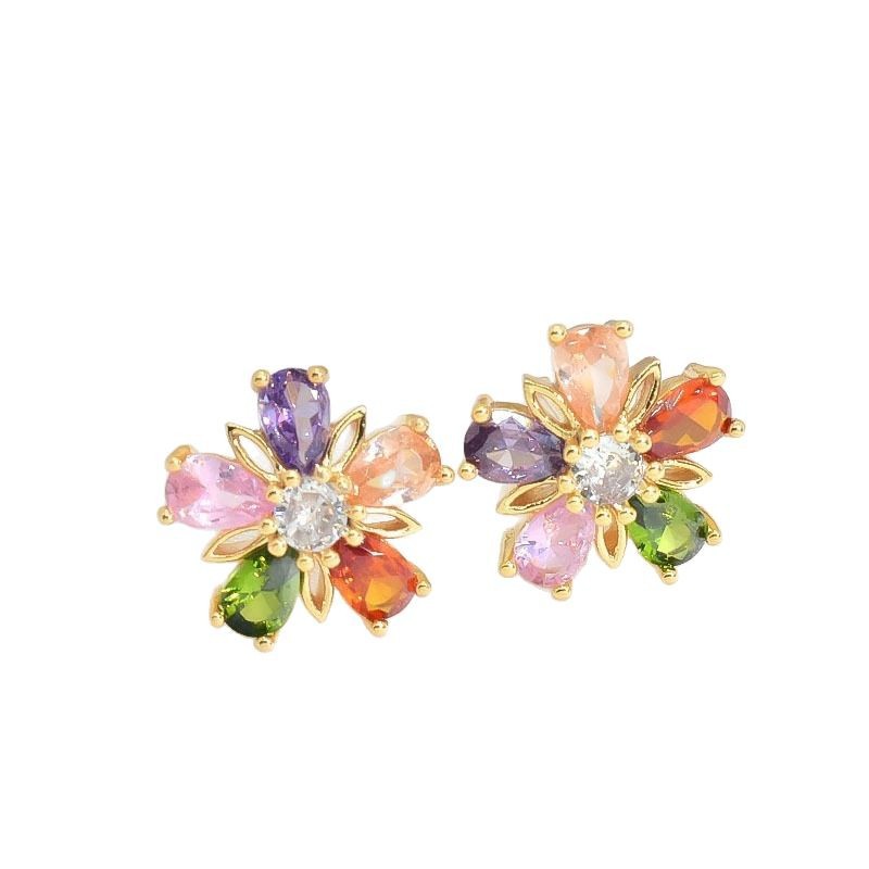 elegant gold floral jewelry set necklace and studs