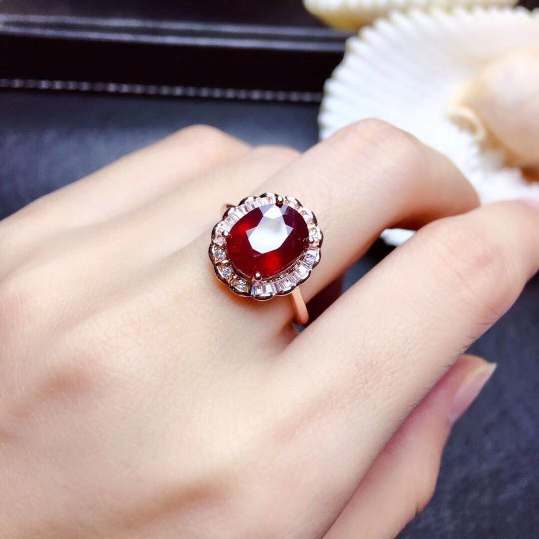 red stone ring necklace set