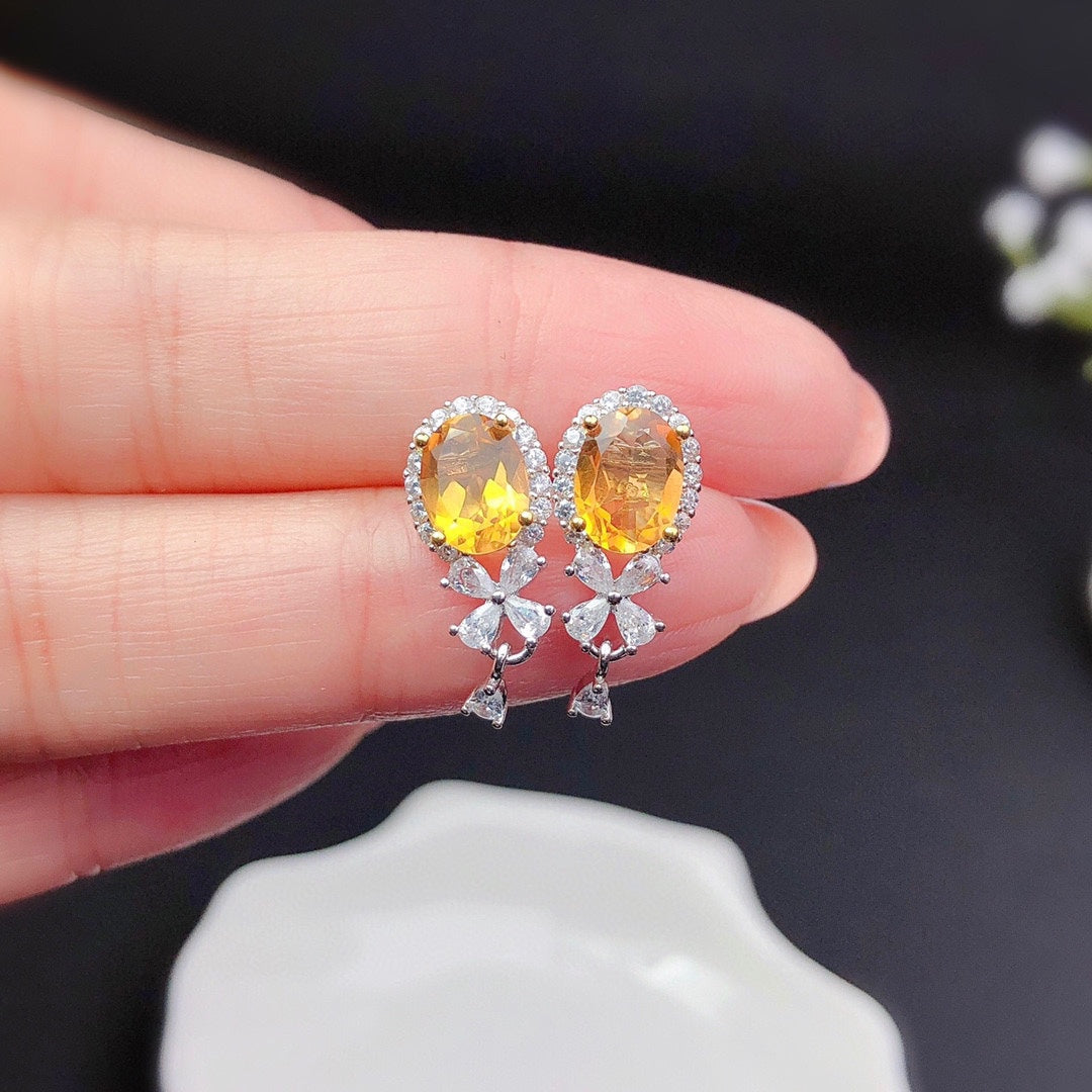 premium citrine crystal stud earrings gift for her