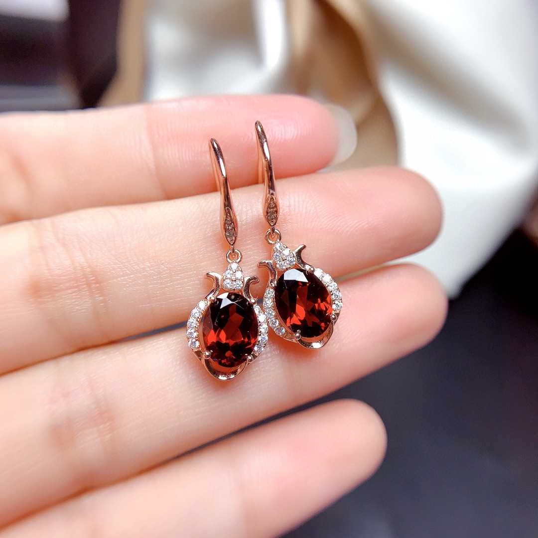 red garnet crystal earrings for women luxury style