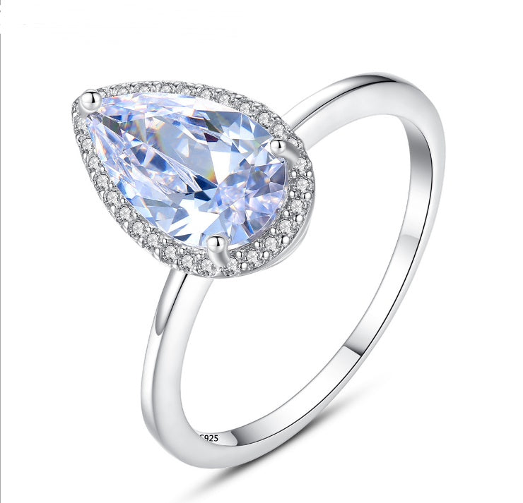 silver cz ring yellow stone