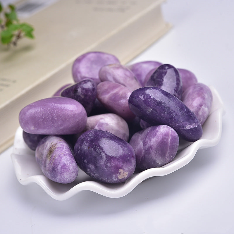 purple lepidolite crystal smooth tumbled stone for meditation