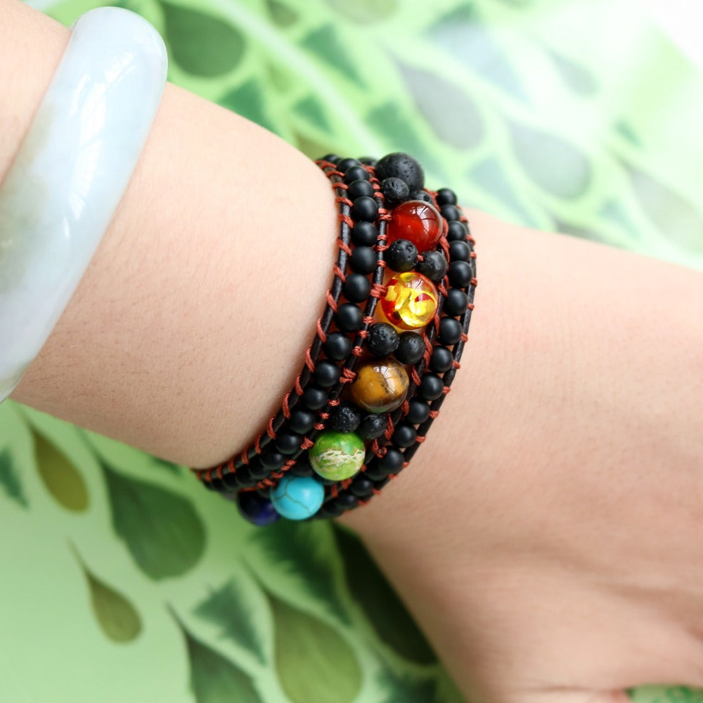 healing crystal lava bracelet