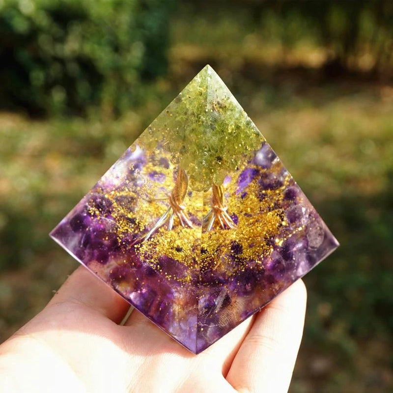 tiger eye crystal pyramid energy generator spiritual decor
