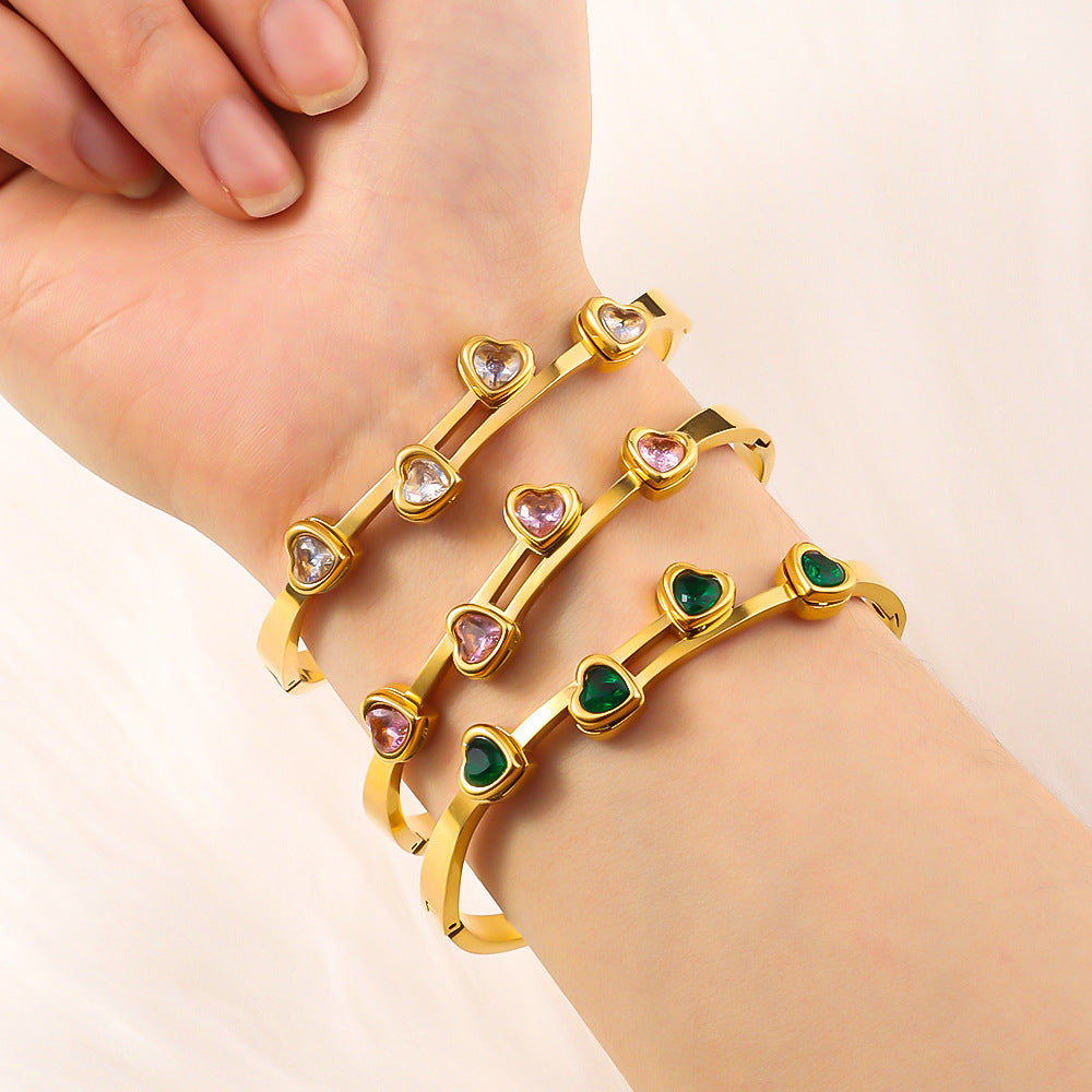 elegant love bracelet with crystals plated steel women jewelry