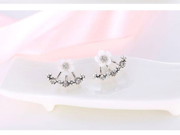 women crystal flower stud jewelry