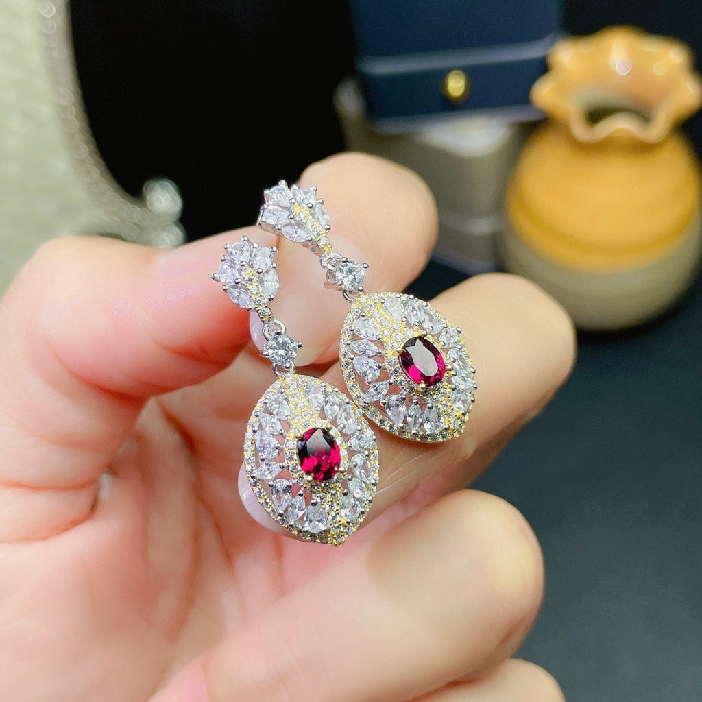 deep red garnet earrings stylish women jewelry