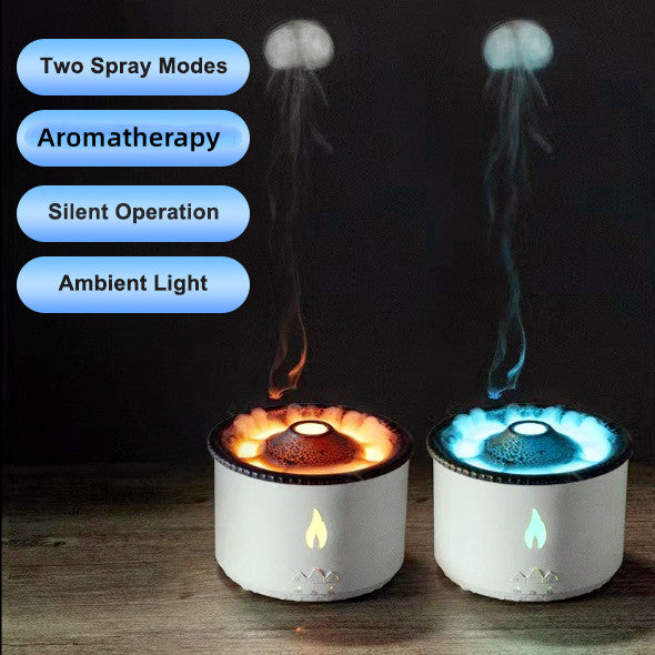 volcano flame humidifier with jellyfish mist