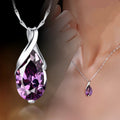 sterling silver pendant necklace with AAA zircon crystals for women